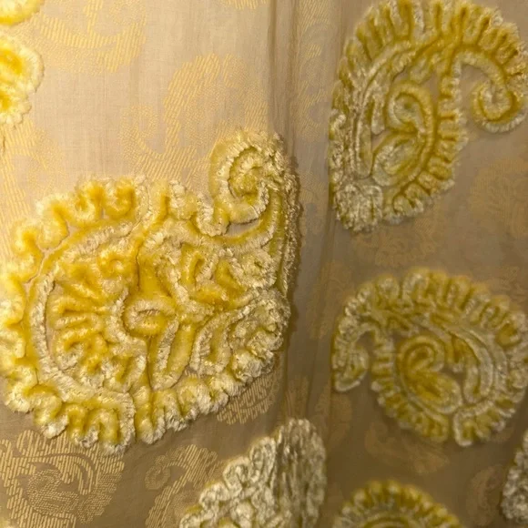 Jil Sander Yellow Embroidered Paisley Kaftan Midi Dress Cotton Sheer IT36 US 2 - Picture 8 of 15